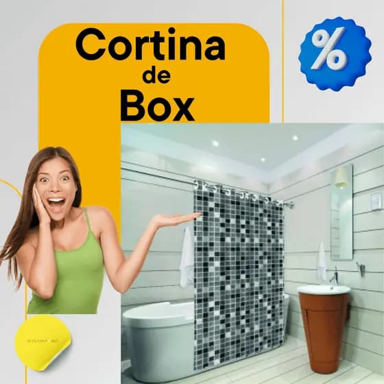 Cortina de Box Resistente em Pvc Antimofo - Pastilhas 3D