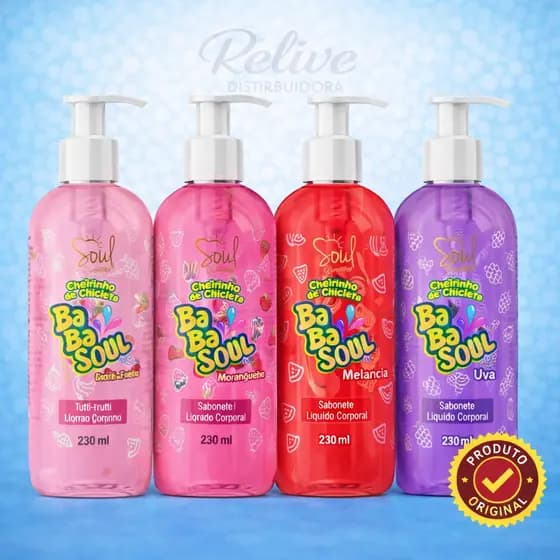 Sabonete Liquido BABASOUL SOUL Cheirinho de Chiclete 230ml Limpeza Profunda Suave Perfume Refrescant