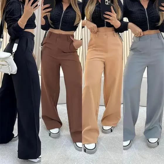 Calça Pantalona Alfaiataria Premium Cintura Alta PROMOÇÃO