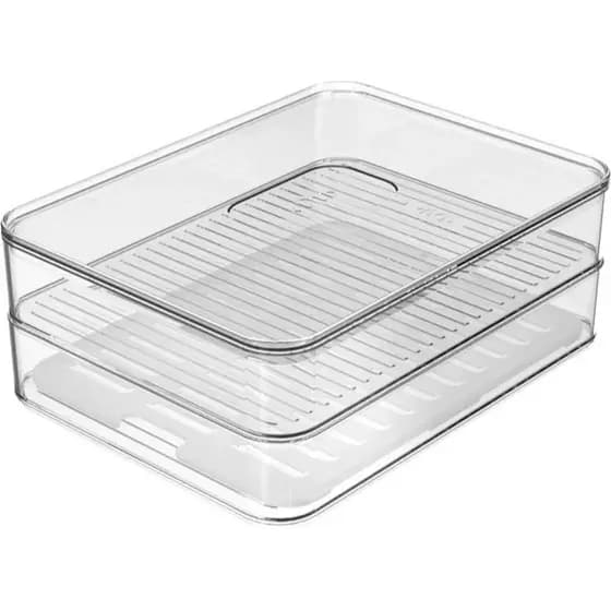 Porta Frios Duplo Transparente Organizador Linha Clear Fresh OU