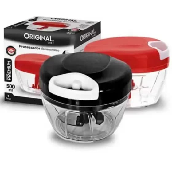 Processador de alimentos - manual - 3 Lâminas - aço Inox - 500ml - Triturador legumes verduras