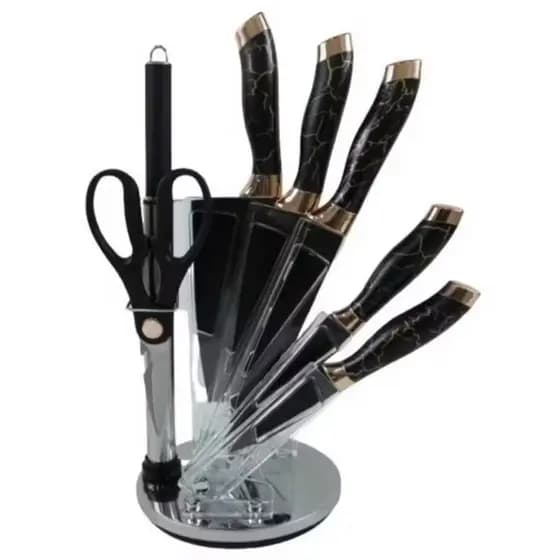 Conjunto de facas de Cozinha de Inox com 8 peças Luxuosas