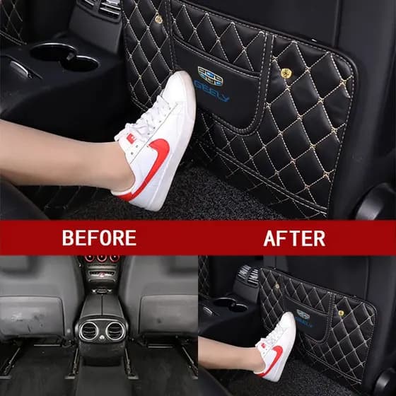 1 peça de capa protetora de couro para encosto de banco de carro, anti-sujeira e anti-pontapé, para Geely GX3 Geometry C