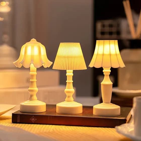 1 pc Luminária Noturna Retrô ,Estilo de flor com babados - Abajur de Mesa/Luminária de Cabeceira/Luz Ambiente