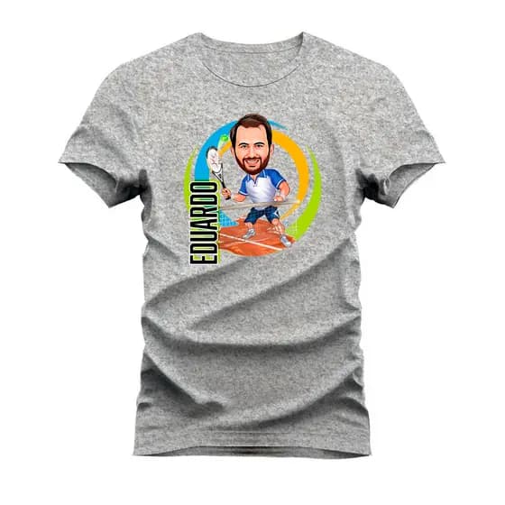 Camiseta Personalizada Com Caricatura De Jogador De Tênis