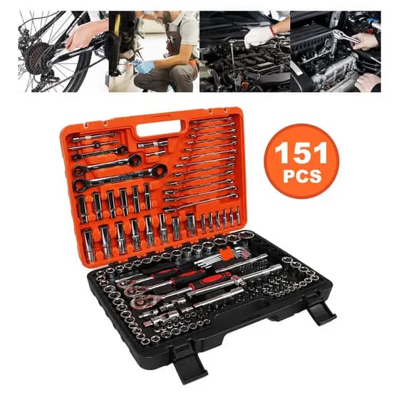 Kit Chave de Soquete para Automóveis | Chave de Catraca Reversível 72 Dentes, Conjunto Completo para Mecânica