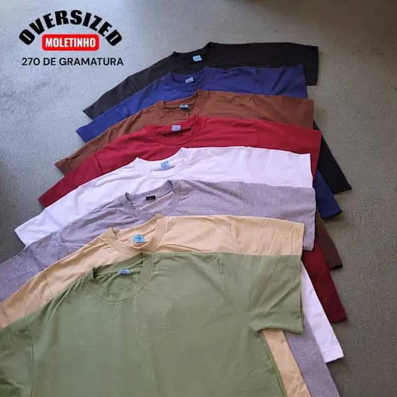 Camiseta Oversized Masculina Malhão 270 de Gramatura Gola Ribana Canelada