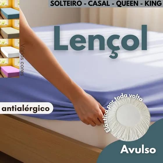 Jogo de Lençol Box Liso – Avulso – Antialérgico – Disponível em Solteiro, Casal, Queen e King Size Cama