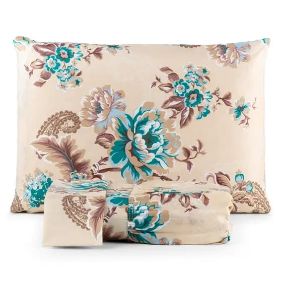 Jogo de Lençol Estampado Micropercal 200 Fios Luxo Casal e Queen 3 Peças Várias Estampas Size Cama Kit