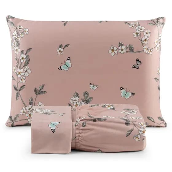 Jogo de Lençol Estampado Micropercal 200 Fios Luxo Casal 3 Peças Várias Estampas Cama Kit