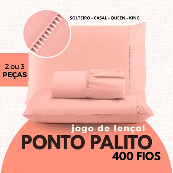 Jogo de Lençol 400 FIOS Ponto Palito Micropercal 2 e 3 Peças - Solteiro - Casal - Queen - King Size Cama Kit
