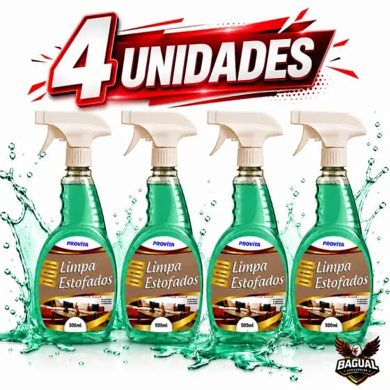 Kit até 4 Sprays Limpa Estofados À Seco Com Cheiro De Rica Spray Espuma Sofá, Banco e Poltrona - Limpeza Profunda 500ml