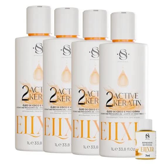 4 ESCOVA PROGRESSIVA LISO ESPELHADO ELIXIR + BRINDE - S&O PROFESSIONAL