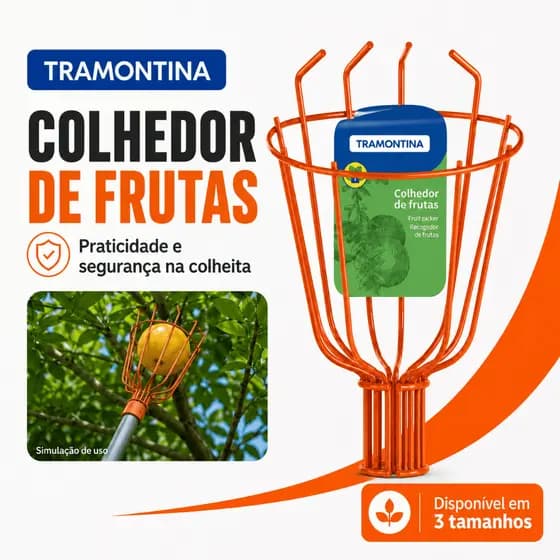 Colhedor Apanhador de Frutas Tramontina em Aço Sem Cabo Pequeno Médio Grande