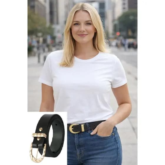 Cinto Feminino Couro Legítimo Casual 3,2cm de largura