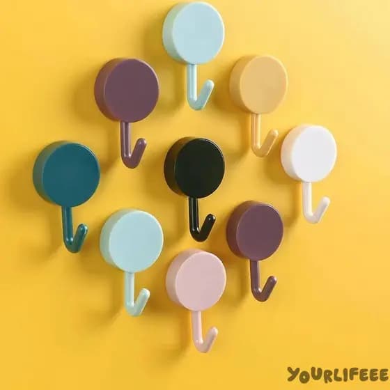 10 Pçs/Conjunto Gancho Adesivo Multicolorido/Resistente Ao Marca/Impermeável/De Parede Para Banheiro/Cozinha/Acessórios