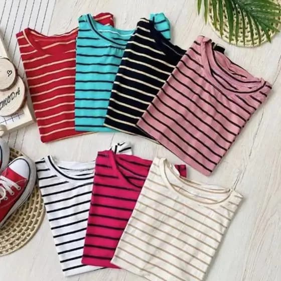 BLUSA T SHIRT LISTRADA FEMININO VISCOLYCRA