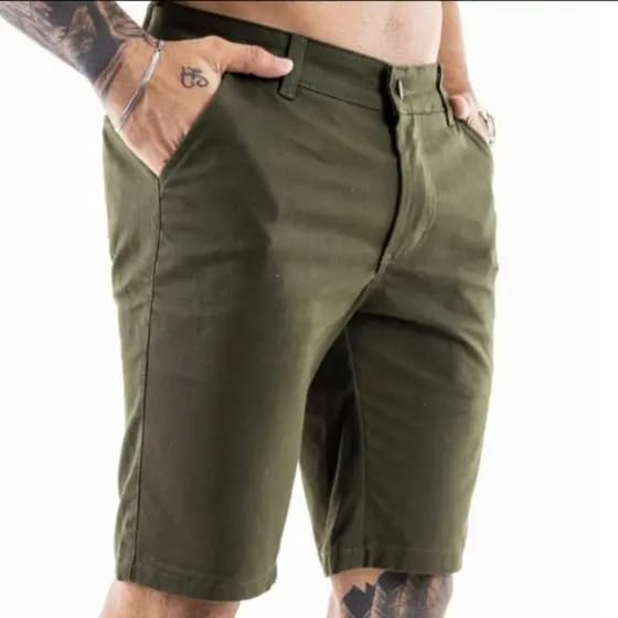 Bermuda Masculina Social Premium Short Sarja Brim Algodao Liso