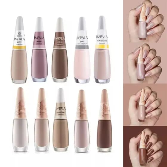 Impala Nude: Kit com 10 Esmaltes em Tons Nude