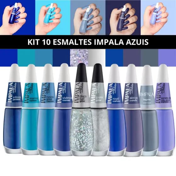 Kit Esmaltes Tons de Azul Glitter Disco Ball Esmalte Atacado Promoção