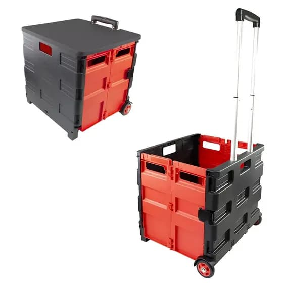 Carrinho Dobrável Multiuso 60L com Tampa Resistente
