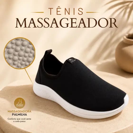 Tenis Feminino Ortopédico Calce Fácil Com Palmilha Massageadora Para Esporão e Fascite