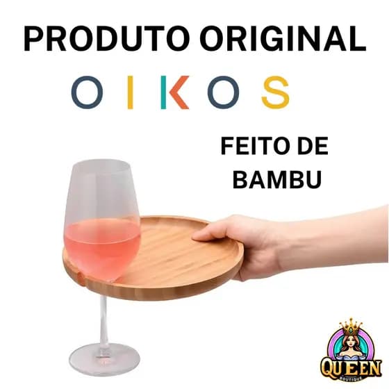 Kit Petisqueiras Oikos Com Suporte Para Taças de Madeira Bambu Tábua de Queijos e Petiscos Frios