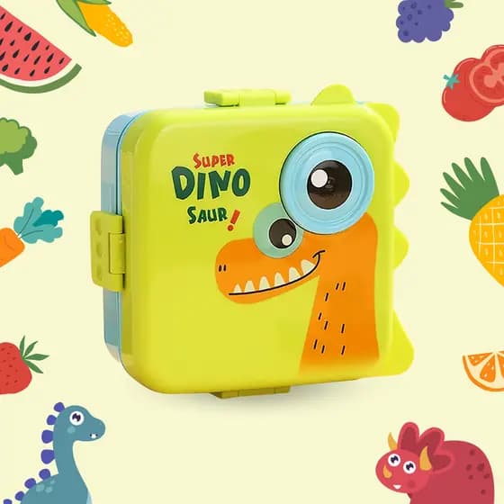 Bento Box Lancheira Infantil com vedação hermética + colher + pote - desenho Dinossauro