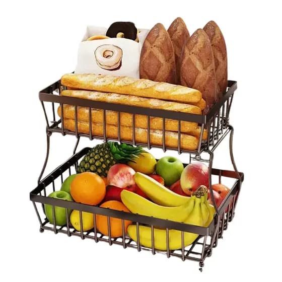 Fruteira de Mesa ou Cesto removivel Multiuso Frutas Legumes Luxo 2 andares