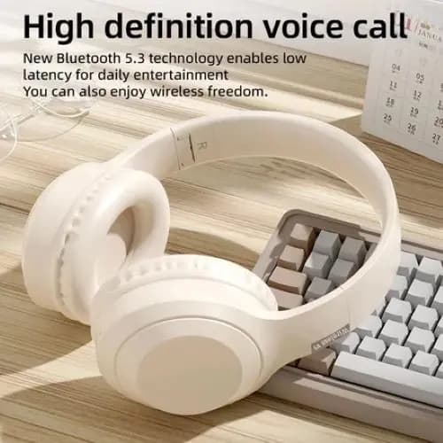 V5 Fone de Ouvido Headphones sem fio com microfone, Bluetooth 5.3, estéreo surround