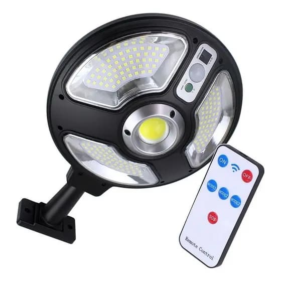 Luminária Pública Alimentação Solar Led 150w Branco Frio 6500K Sensor Presença Redonda