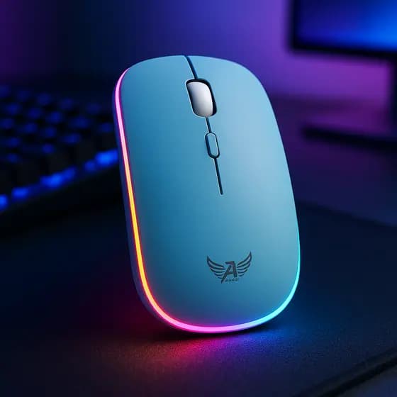 Mouse Sem Fio Recarregável Wireles Optico Led Rgb Ergonômico