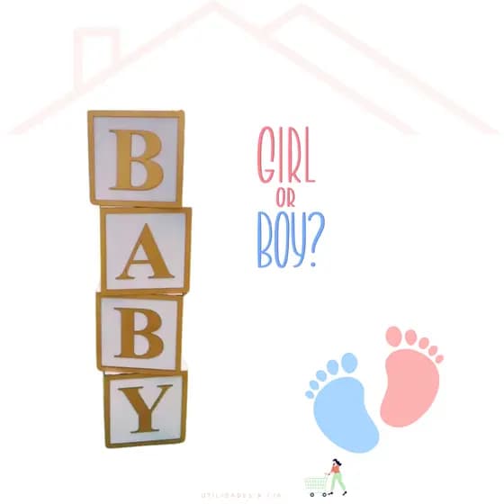Cubos Baby Pintado / Decoração de Festa / Decoração Chá de Bebê e Revelação MDF 30CM