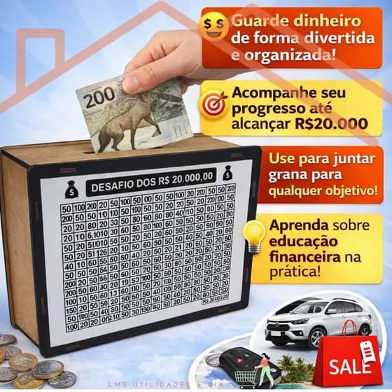 Cofre desafio 20 Mil Reais |Quadro para guardar Dinheiro | Desafio das Economias | Cofrinho Financeiro