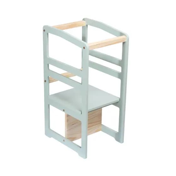 Torre de aprendizagem Montessori 4em1 Infantil MDF laca Cadeirão Educativo VERDE pintada alimentação