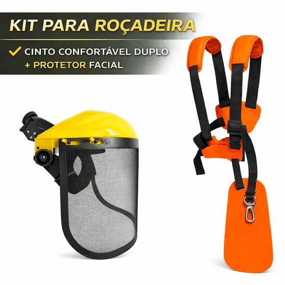 Kit para Roçadeira Cinto Duplo e Protetor Facial Articulado Conforto e Segurança