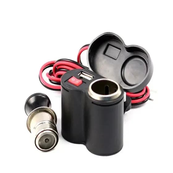 Carregador de Celular para Moto AL-28CH com Porta USB, Interruptor e Saída Auxiliar 12-24V - Oriente