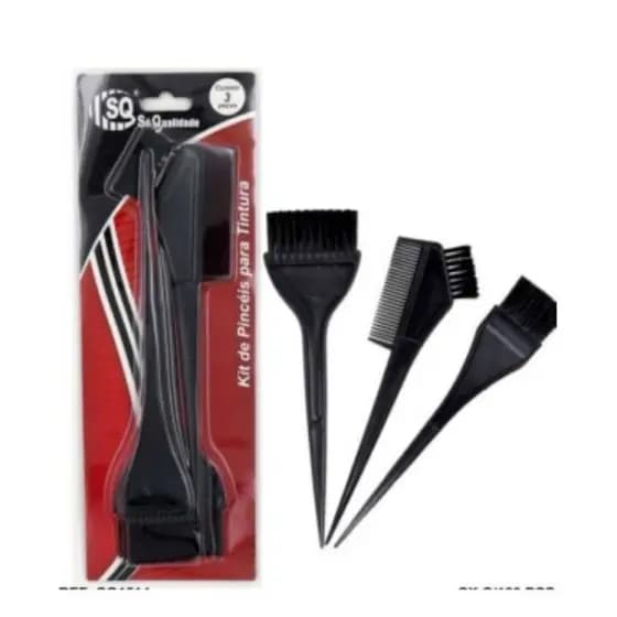 KIT de 3 Peças para Pintura de Cabelos com Pincéis Tingimento Coloração Matização Hidratação