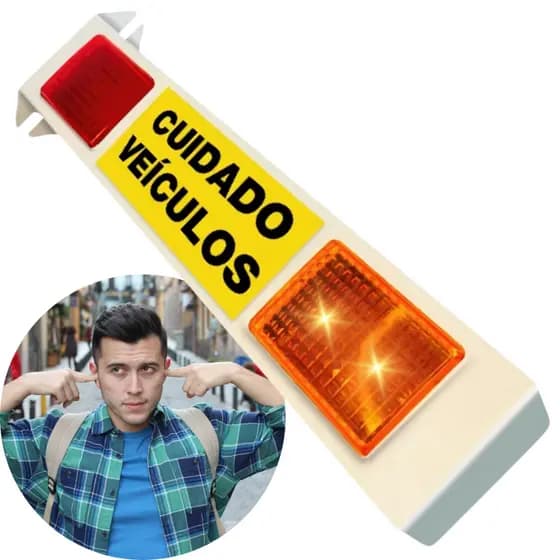 Sinalizador De Garagem Sonoro E Visual Veicular Para Portão Luz De Led Com Fotocélula