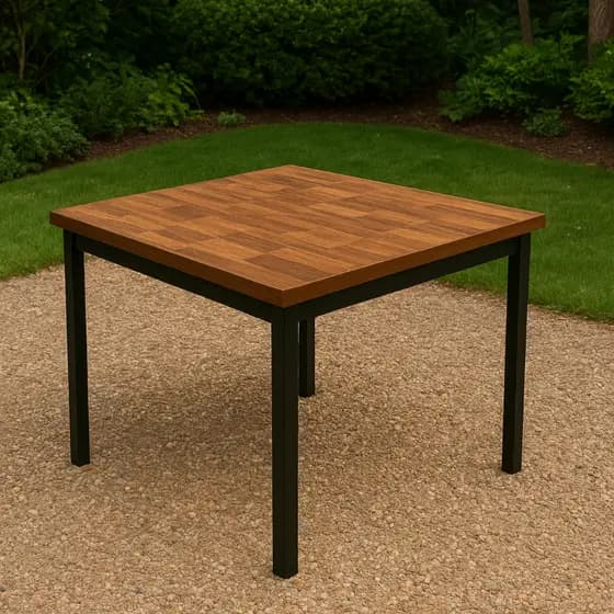 Mesa de Jantar Retalho 70x70 suoporte U Pés em U Mesa Sofisticada Retalho Amadeirada