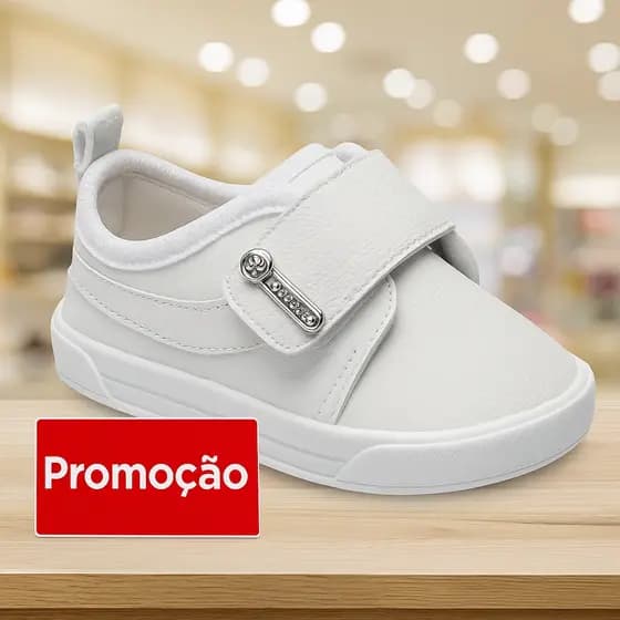 Tênis infantil batizado branco bebê sem cadarço Pimpolho