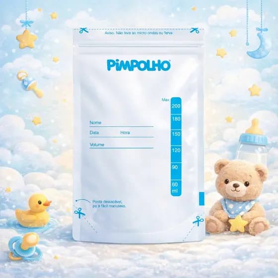 Kit 25 Sacos para Armazenar Leite Materno 200ml Pimpolho