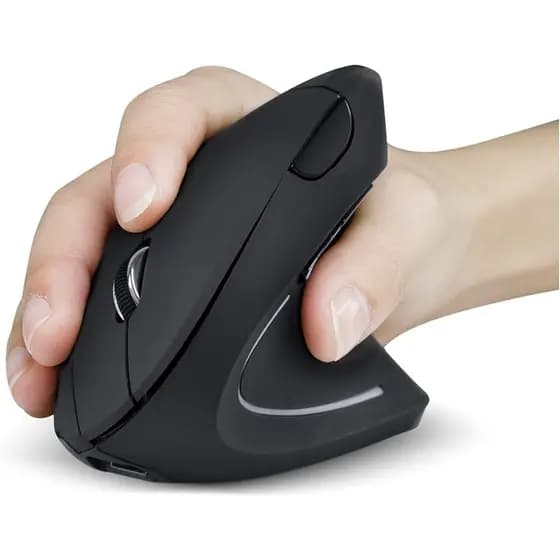Mouse Vertical Ergonômico Sem Fio Bluetooth e USB Recarregável | 6 Botões, Até 2400 DPI, Silencioso