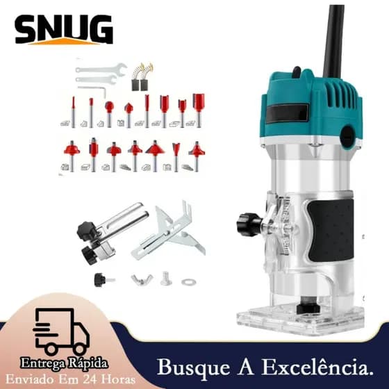 220V Tupia Laminadora Manual Profissional Com Kit 15 Fresa E Maleta Ferramenta Ideal para Acabamentos