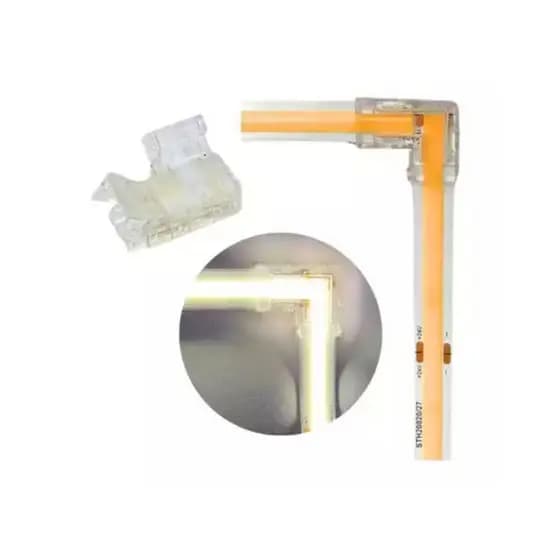 Conector Emenda L 90° para Fita LED 8mm Sem Solda IP20 Kit 2 | 4 | 10 Peças
