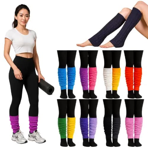 Par de Meia Polaina Aeróbica Academia Esporte Fitness Ballet Ginastica Lisas Polainas Diversas Cores