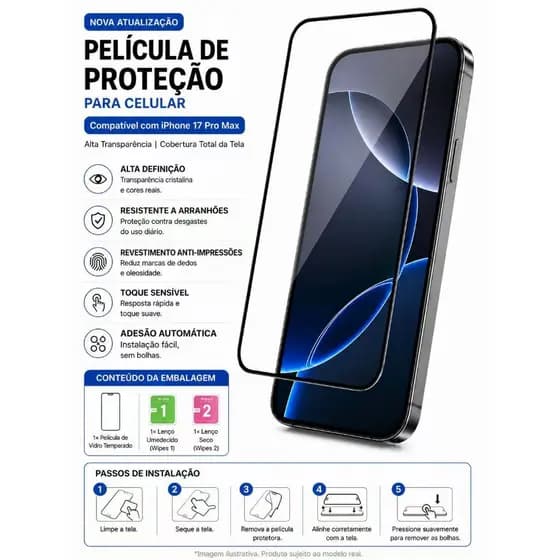 kit 5 pcs/ kit 3cs película 3D vidro iphone 17 11 12 13 14 15 16