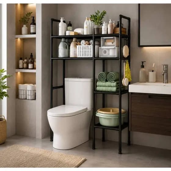 Estante Rack Organizador De Banheiro Lavanderia Multifuncional Com Suporte e Prateleiras De Armazenamento Apartamento