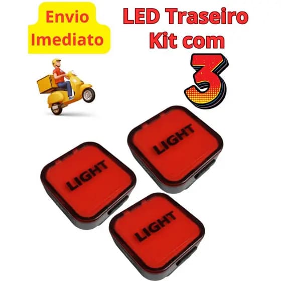 3 Lanternas de Led Traseiras USB Bike Luz Vista Light 9 Modos Alta Luminosidade e Segurança