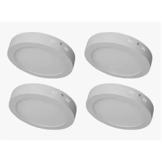 Kit 4 Unidades Plafon Sobrepor Redondo Branco Quente 3000K/3200K Potência 24w